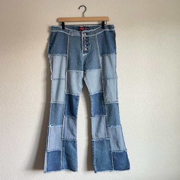 Vintage Younique Jeans 13 Flared Patchwork Panel Design Retro Y2K - Picture 1 of 8